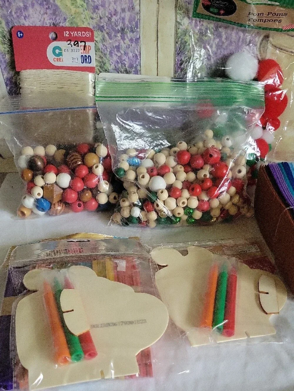 Huge Holiday Craft Supplies Bundle DIY Christmas Snowman Wood Cutouts PomPoms